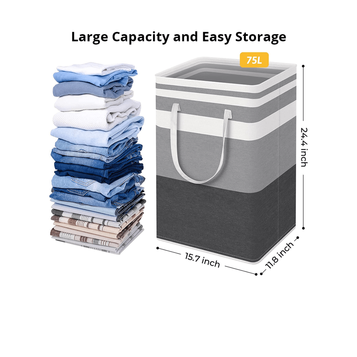 Foldable Laundry Basket - Cotton Linen - Blinkpicks