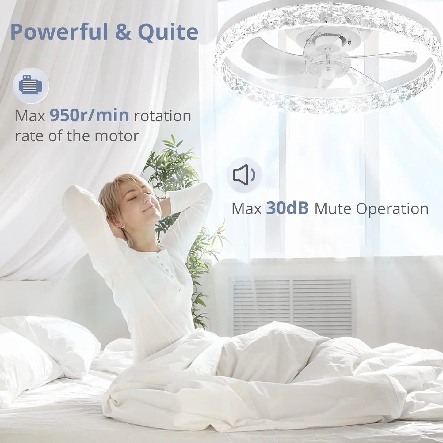 LED Ceiling Light Fan: Remote-Control Modern Dimmable 19.7"