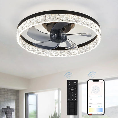 LED Ceiling Light Fan: Remote-Control Modern Dimmable 19.7"