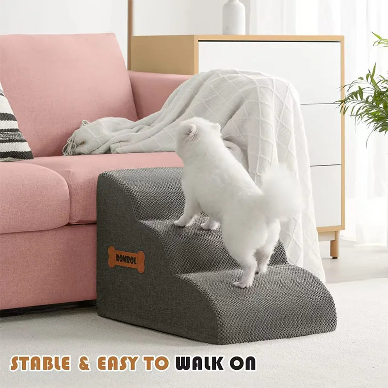 High Density Pet Stairs - Soft Sponge Ramp for Large Dogs & Cats