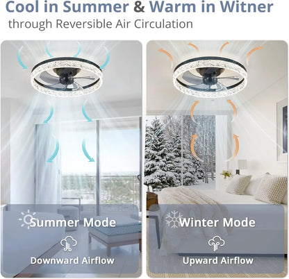 LED Ceiling Light Fan: Remote-Control Modern Dimmable 19.7"